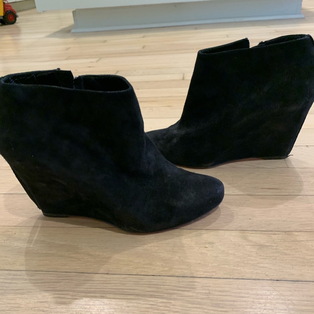 Christian Louboutin black suede wedge ankle boots